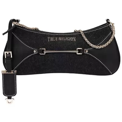 True Religion Studded Denim Chain Shoulder Bag