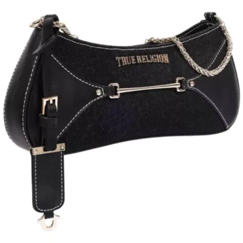 True Religion Studded Denim Chain Shoulder Bag