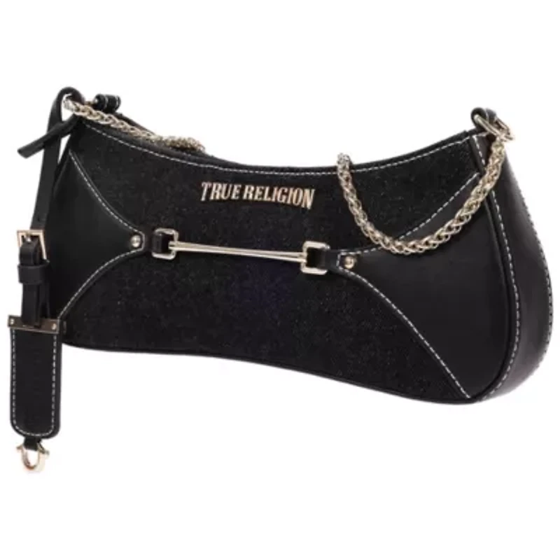 True Religion Studded Denim Chain Shoulder Bag