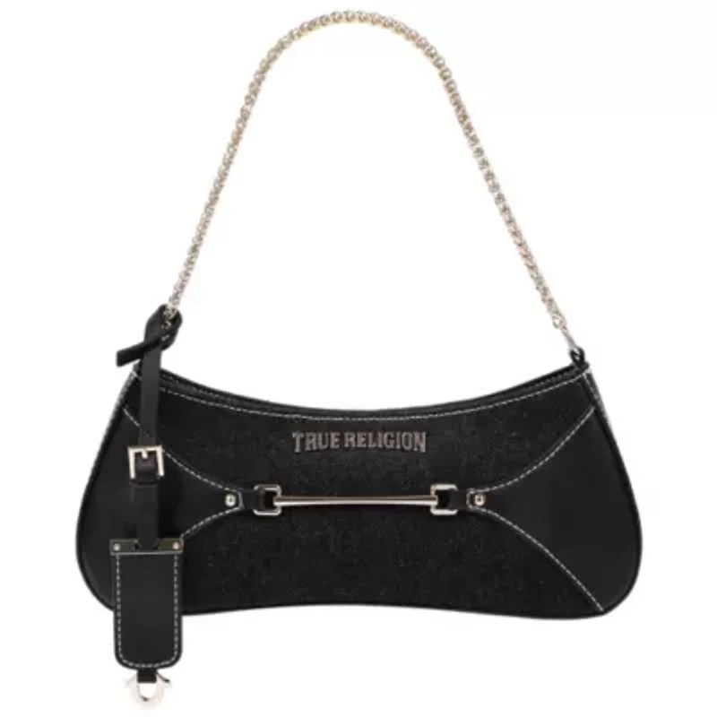 True Religion Studded Denim Chain Shoulder Bag