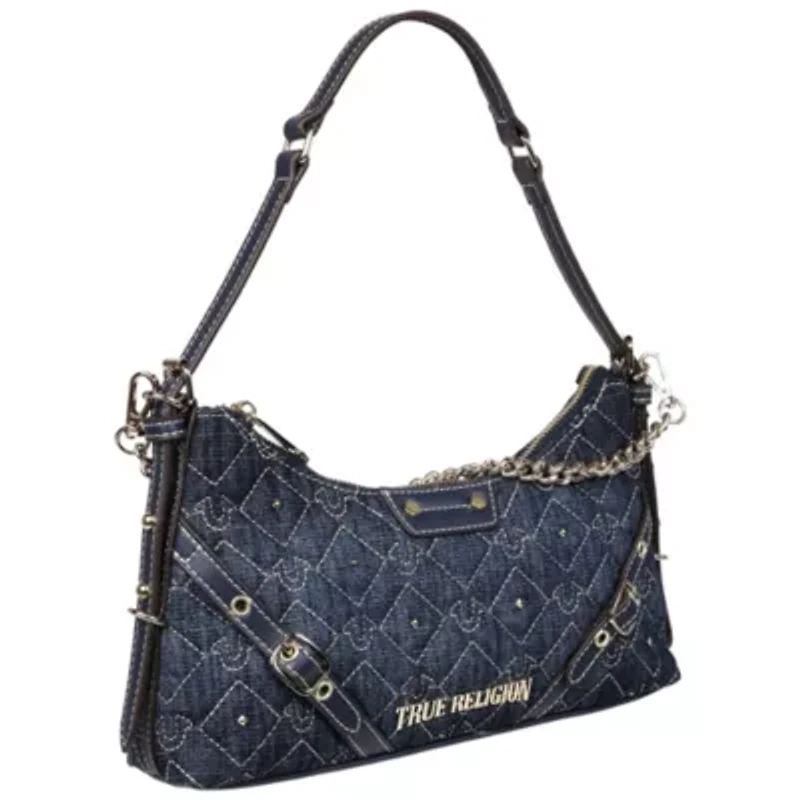True Religion Studded Denim Chain Shoulder Bag