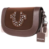 True Religion Studded Horseshoe Suede Flap Crossbody