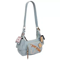 True Religion Multi-Patch Denim Hobo Shoulder Bag