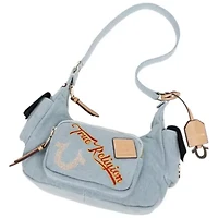 True Religion Multi-Patch Denim Hobo Shoulder Bag