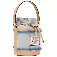 True Religion Buddha Patch Frayed Denim Bucket Bag