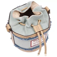 True Religion Buddha Patch Frayed Denim Bucket Bag