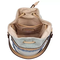 True Religion Buddha Patch Frayed Denim Bucket Bag