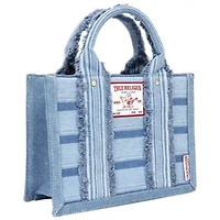 True Religion Multi-Stripe Denim Modern Tote with Removable Crossbody Strap