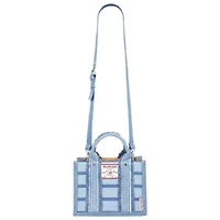 True Religion Multi-Stripe Denim Modern Tote with Removable Crossbody Strap