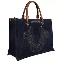 True Religion Andi Horseshoe Appliqué Denim Tote
