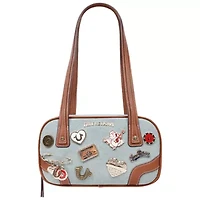 True Religion Arbor Multi Pin Logo Denim Satchel