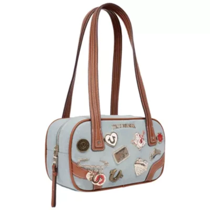 True Religion Arbor Multi Pin Logo Denim Satchel