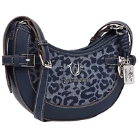 True Religion Blake Leopard Denim Belted Hobo Bag