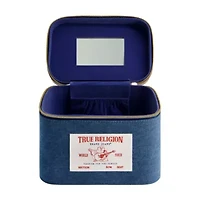 True Religion large Denim Cosmetic case with mirror