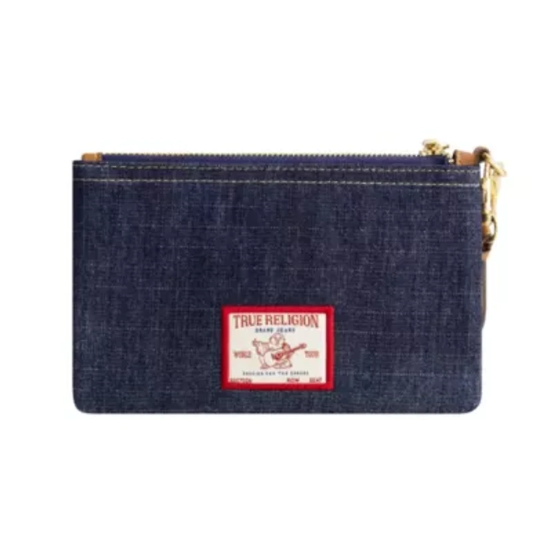 True Religion Horseshoe Denim Wristlet Pouch