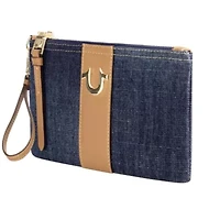 True Religion Horseshoe Denim Wristlet Pouch