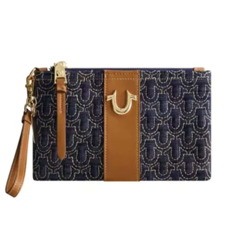 True Religion Quilted Horseshoe Wristlet Pouch