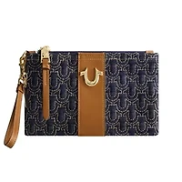 True Religion Quilted Horseshoe Wristlet Pouch