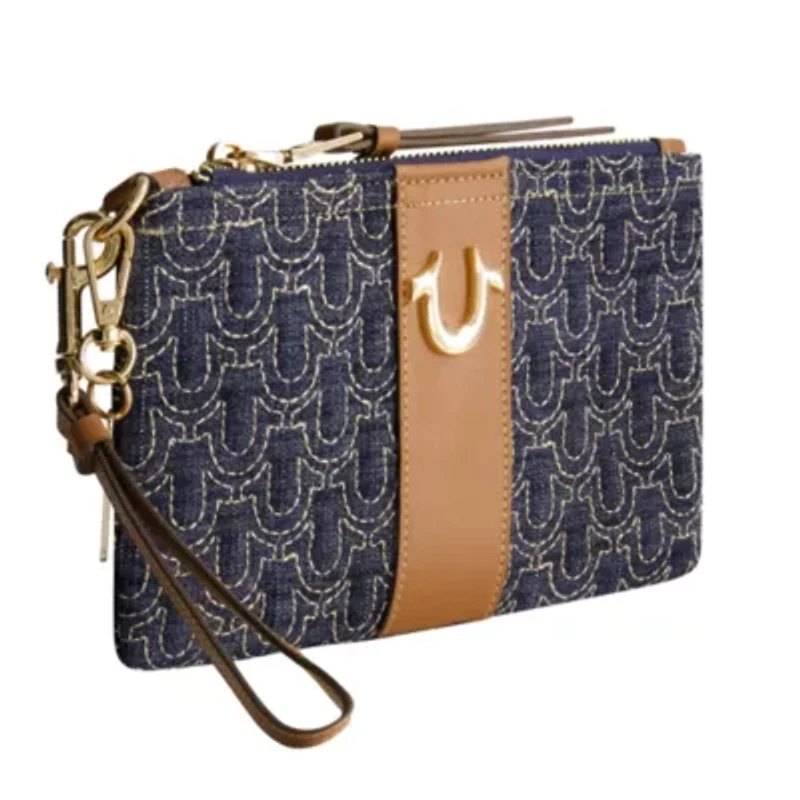 True Religion Quilted Horseshoe Wristlet Pouch