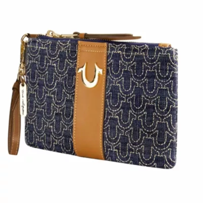 True Religion Quilted Horseshoe Wristlet Pouch