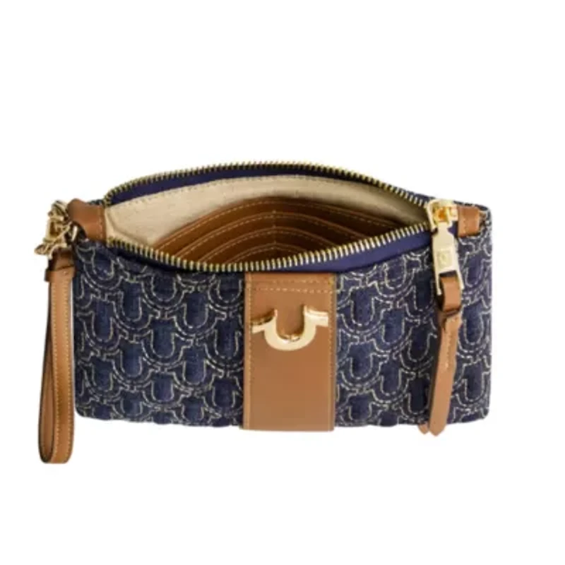 True Religion Quilted Horseshoe Wristlet Pouch