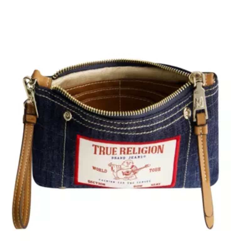 True Religion Buddha Patch Denim Wristlet