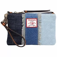 True Religion Frayed Panel Denim Pouch Wristlet