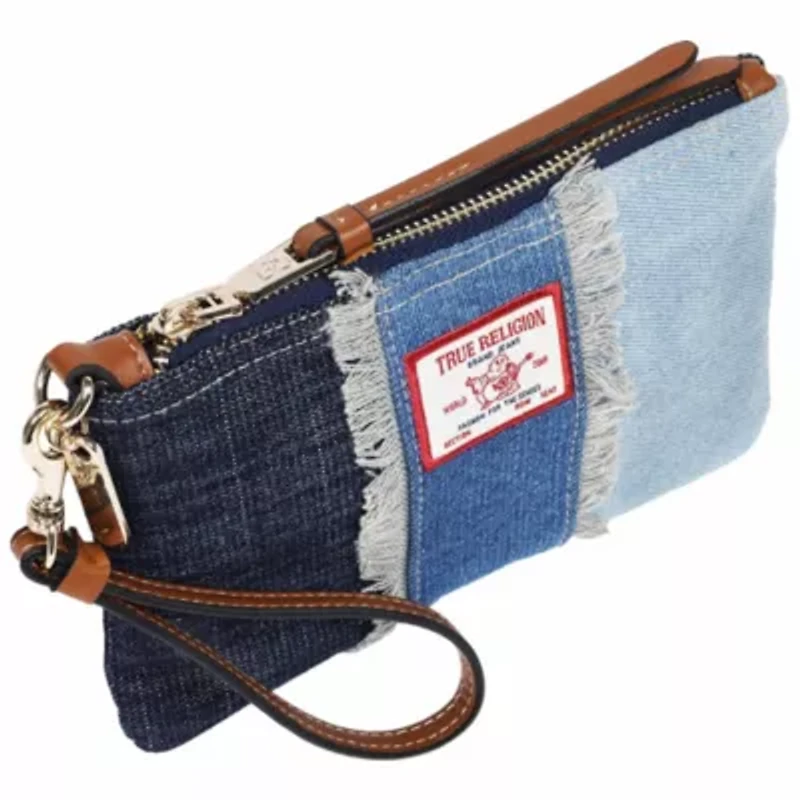 True Religion Frayed Panel Denim Pouch Wristlet