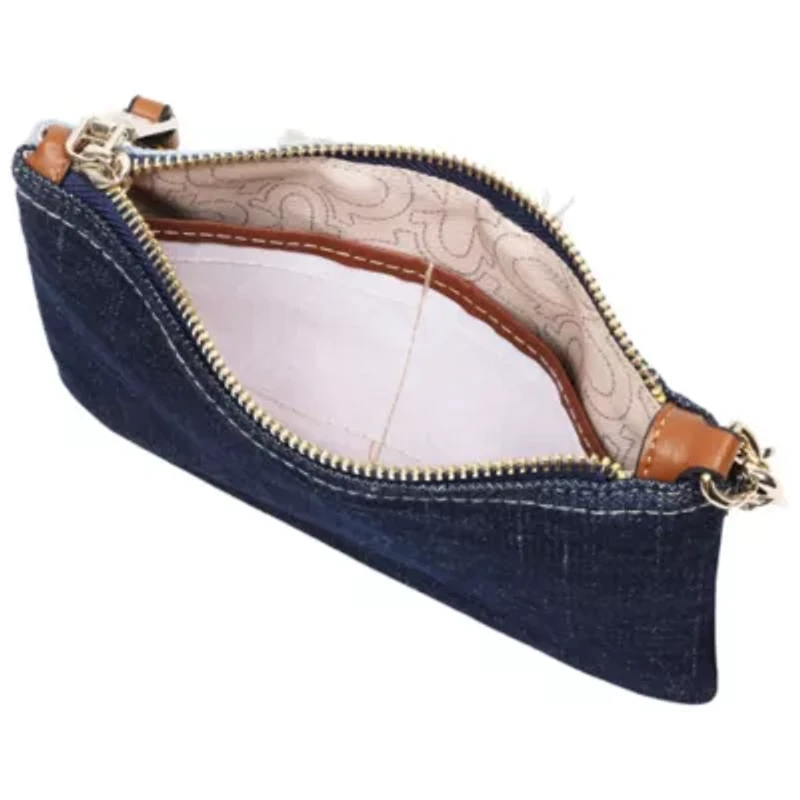True Religion Frayed Panel Denim Pouch Wristlet