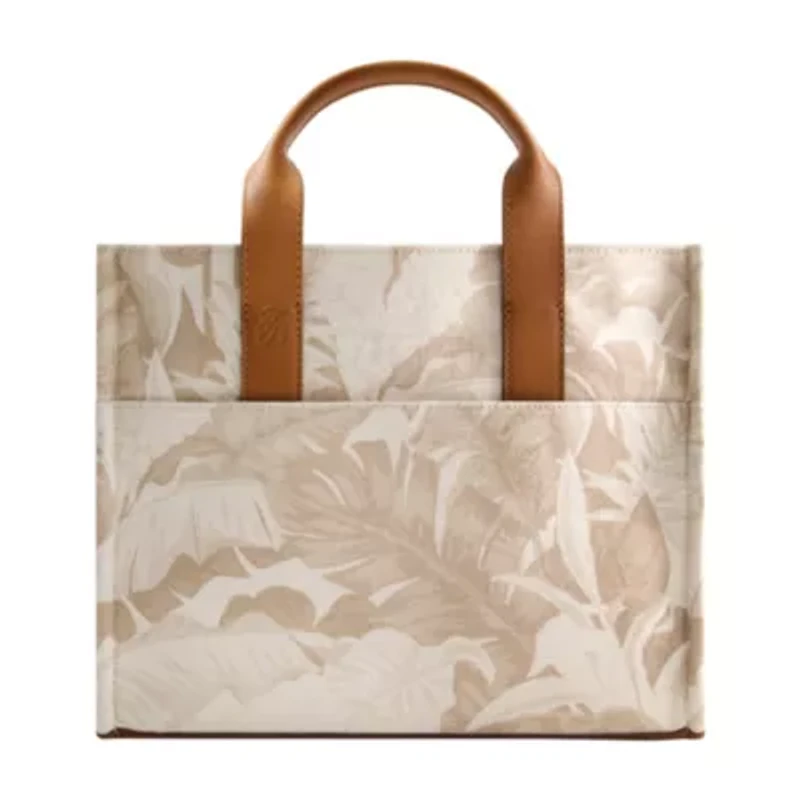 Tommy Bahama Leather Trim Medium Floral Tote