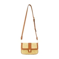 Tommy Bahama Raffia Flap Bag with Double Leather Strap