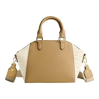 Tommy Bahama Large Satchel with Debossed Logo and Straw Accents