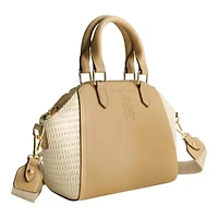 Tommy Bahama Large Satchel with Debossed Logo and Straw Accents