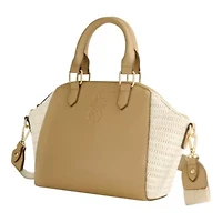 Tommy Bahama Large Satchel with Debossed Logo and Straw Accents