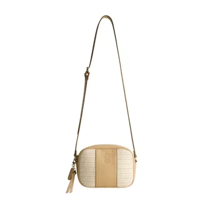 Tommy Bahama Camera Bag with Debossed Logo and Straw Accents