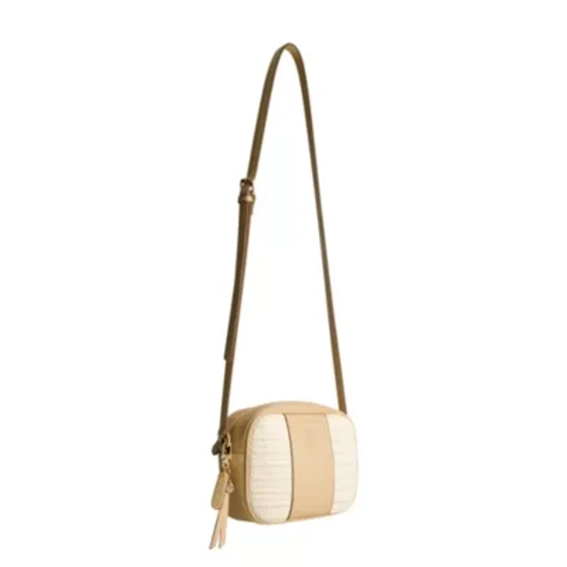 Tommy Bahama Camera Bag with Debossed Logo and Straw Accents