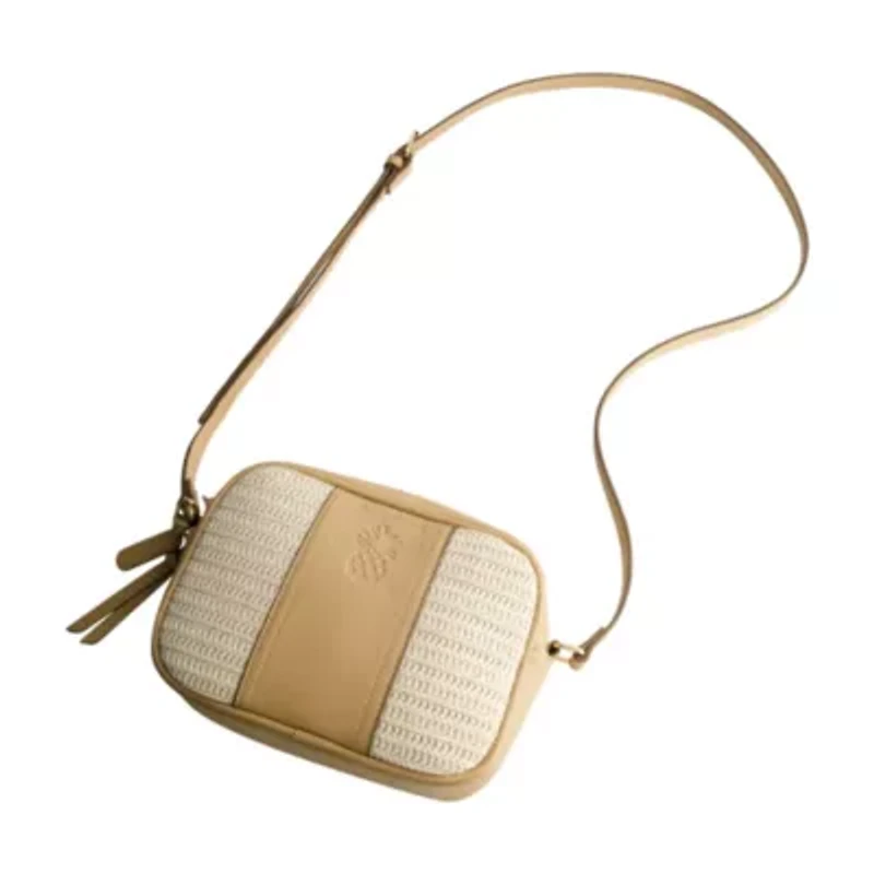Tommy Bahama Camera Bag with Debossed Logo and Straw Accents