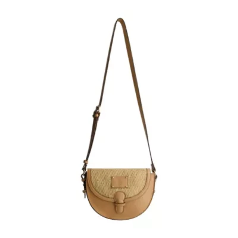 Tommy Bahama Raffia/PU Crossbody Flap Bag