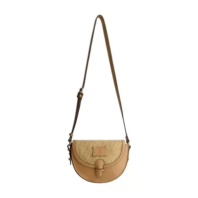 Tommy Bahama Raffia/PU Crossbody Flap Bag