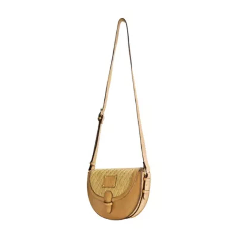 Tommy Bahama Raffia/PU Crossbody Flap Bag