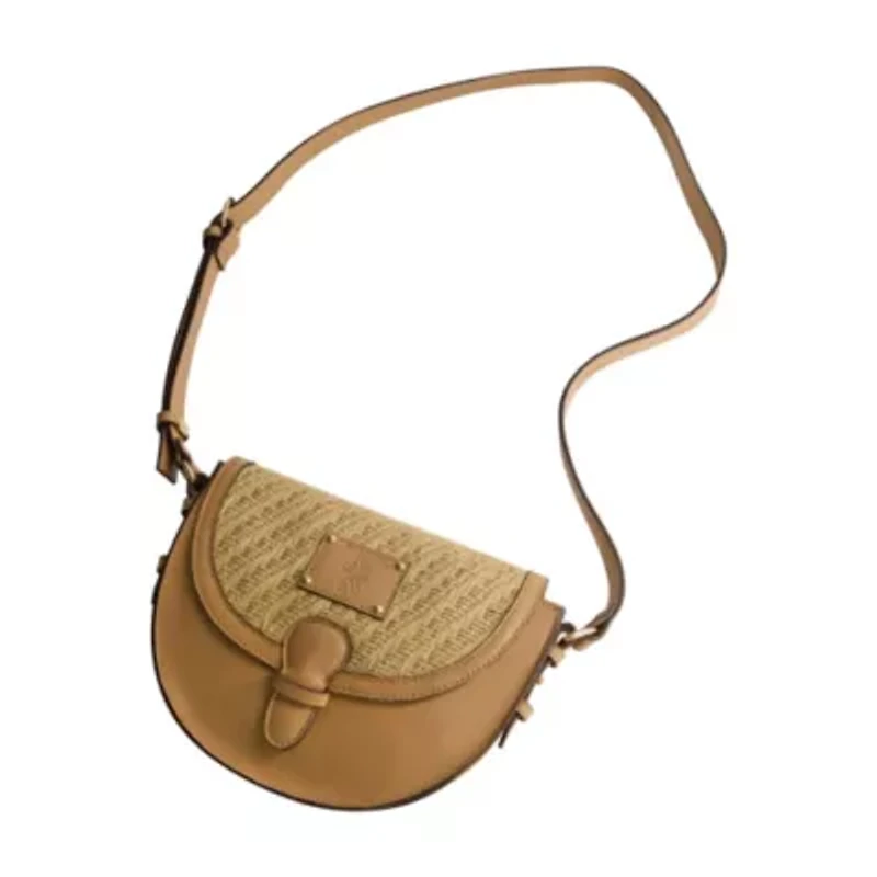 Tommy Bahama Raffia/PU Crossbody Flap Bag