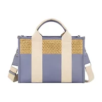 Tommy Bahama Raffia/PU Logo Webbing Modern Tote