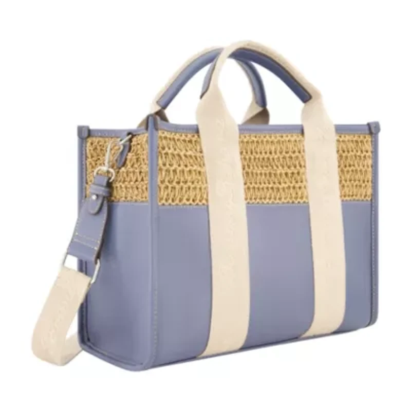 Tommy Bahama Raffia/PU Logo Webbing Modern Tote
