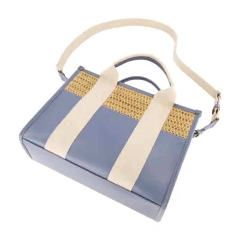 Tommy Bahama Raffia/PU Logo Webbing Modern Tote
