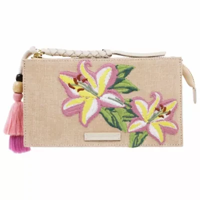 Tommy Bahama Zip Top Embroidered Floral Clutch