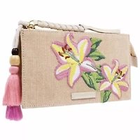 Tommy Bahama Zip Top Embroidered Floral Clutch