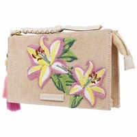 Tommy Bahama Zip Top Embroidered Floral Clutch