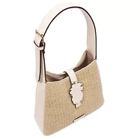 Tommy Bahama Logo Tab Raffia Hobo Bag – Woven Straw Shoulder Bag with Pineapple Accent