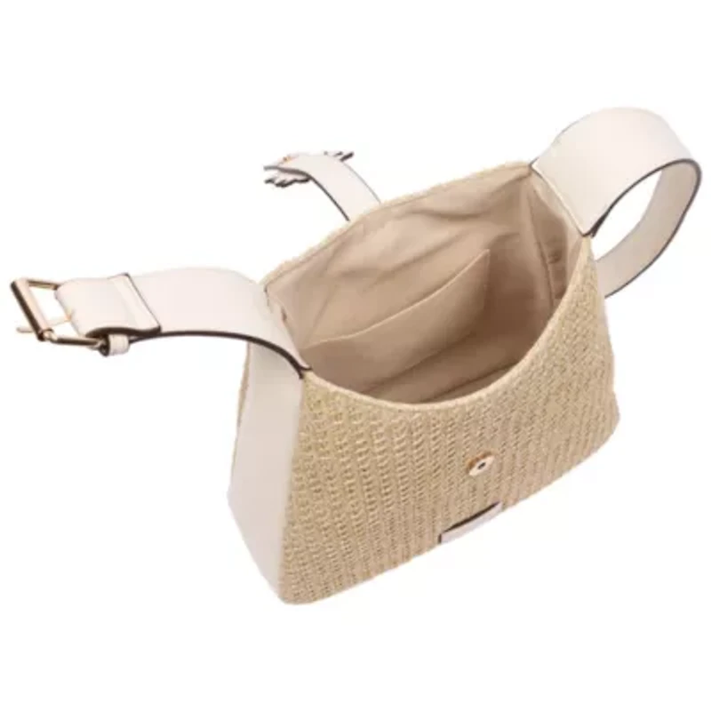 Tommy Bahama Logo Tab Raffia Hobo Bag – Woven Straw Shoulder Bag with Pineapple Accent