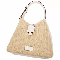 Tommy Bahama Logo Tab Raffia Hobo Bag – Woven Straw Shoulder Bag with Pineapple Accent
